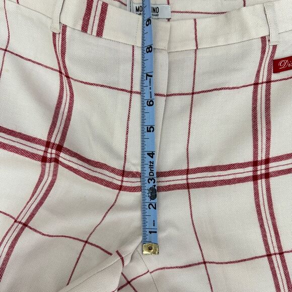 Vintage Moschino Iconic Dish Cloth Red Plaid Pants Size USA 8 - Picture 13 of 14